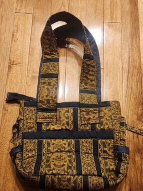 Paisley  Black and Gold Patterned Hobo Bag